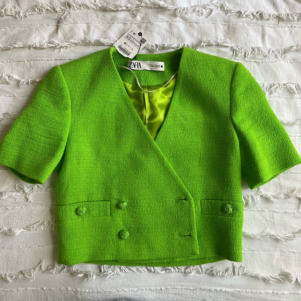 Zara Green crop Blazer